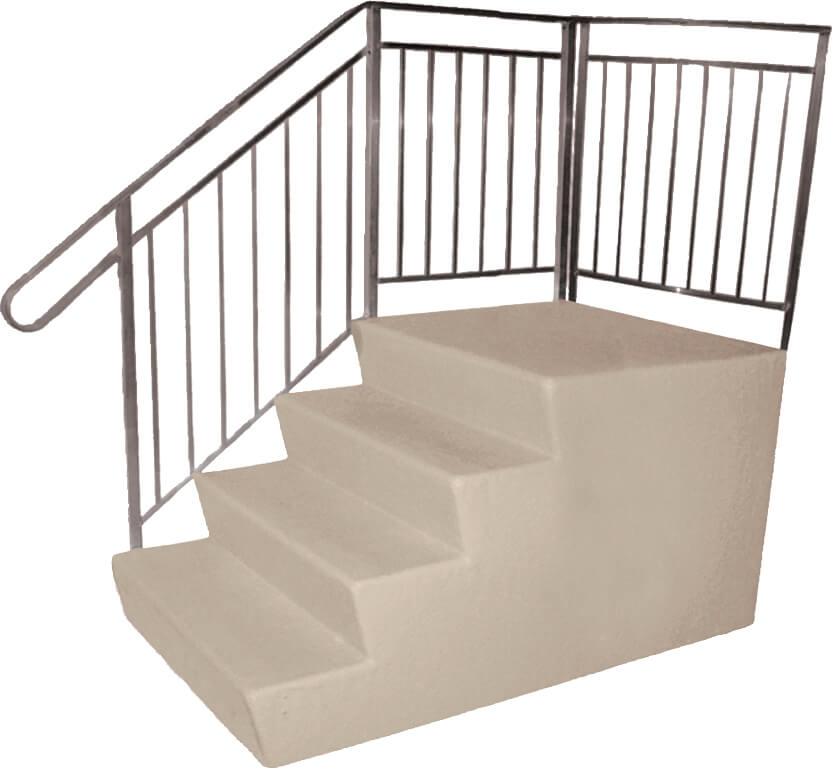 017353838 - FIBERGLASS STEP 35H-38D-38W : Use this popular fiberglass step when you prefer a parallel approach. Railings are reversible.