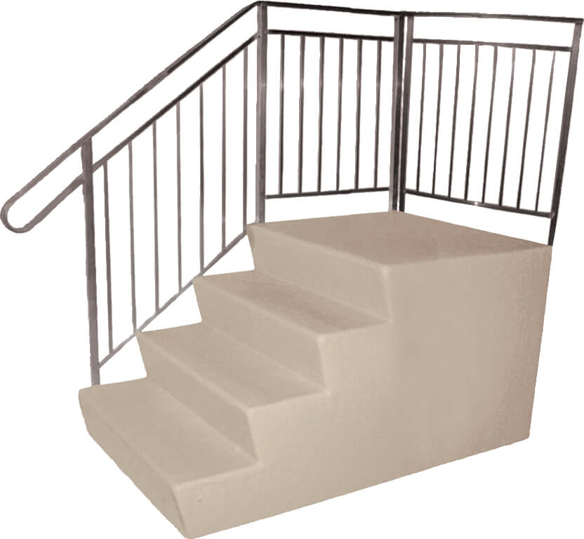 Fiberglass Steps | 38" x 38" - Fiberglass Steps | 38" x 38" : Use this popular fiberglass step when you prefer a parallel approach. Code approved in most areas.
